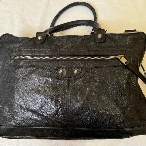 BALENCIAGA BLACK LAMBSKIN LEATHER - UNISEX WORK BAG - Picture 2 of 16